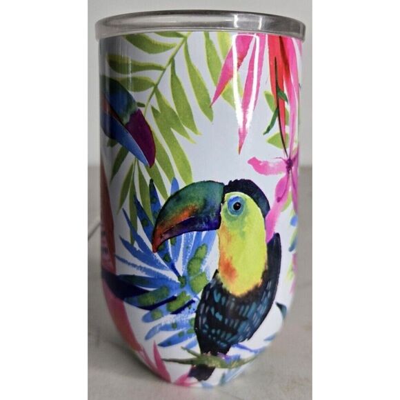 Exotic Bird Themed Wine Tumbler, Bright and Fun - Picture 1 of 5